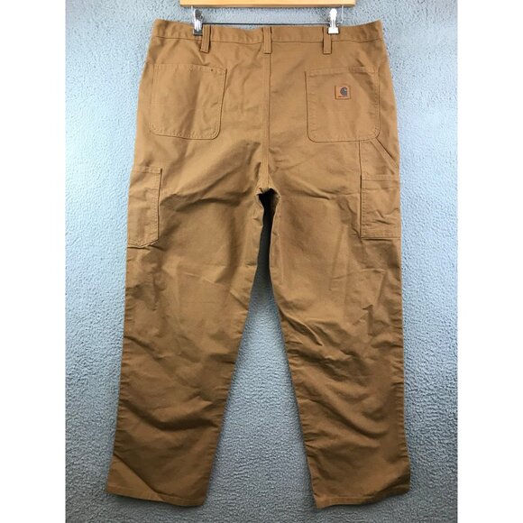 Carhartt Mens Brown Canvas Work Pants Dungree Fit Size 42x32 - Picture 1 of 11